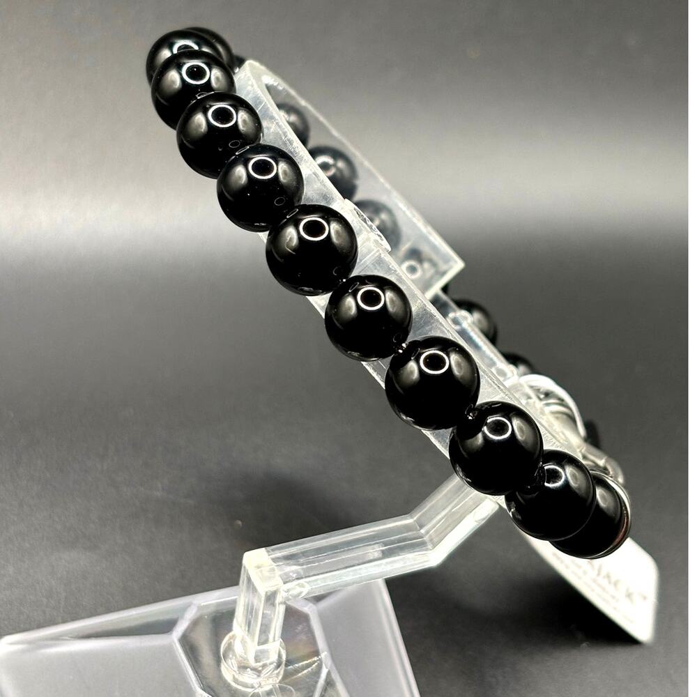 Blackjack BJS244BSO Men's Black Onyx Beaded Bracelet Stainless Steel NIBWT - Picture 5 of 15